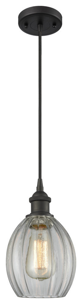 1-Light Dimmable LED Eaton 6" Mini Pendant, Oil Rubbed Bronze, Glass: Clear
