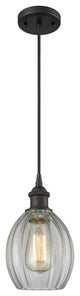 1-Light Dimmable LED Eaton 6" Mini Pendant, Oil Rubbed Bronze, Glass: Clear