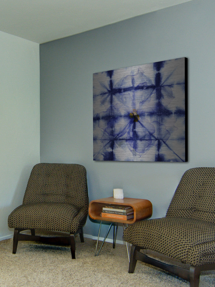 "Boxed in Blue" UV Ink Print on Brushed  Aluminum, 40"x40"