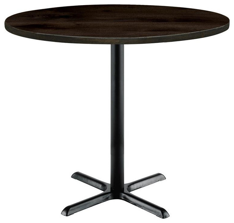 KFI Urban Loft 30" Round Breakroom Table Espresso Black X Base Bistro Height