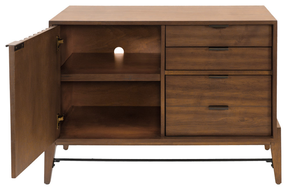 Mid-century Modern Small Console With File Drawers Brown