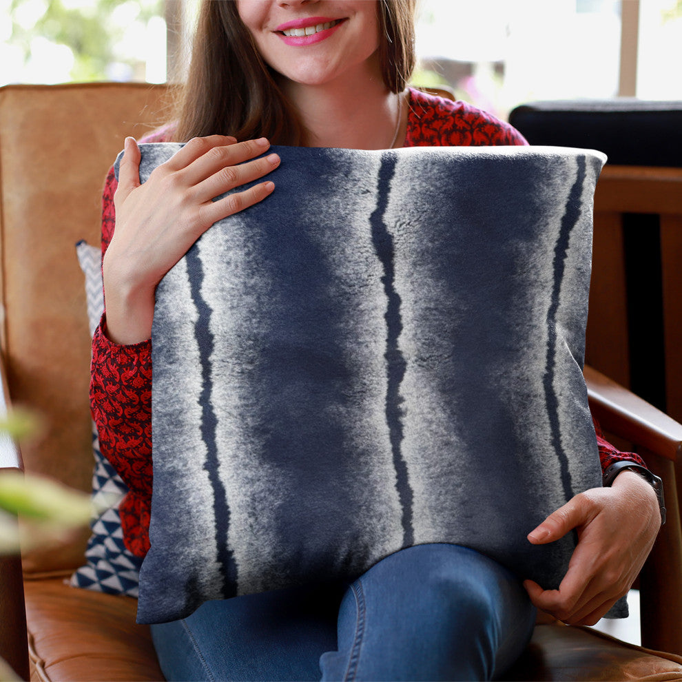 Plutus Navy Fluffy Fields Faux Fur Luxury Throw Pillow, Navy, 20" x 36" King