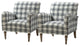 Upholstered Amchair With Plaid Pattern Set of 2, Black