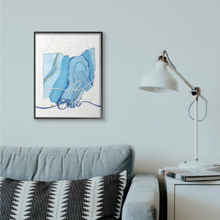 Stupell Industries Ohio Agate Blue US State Design, 24 x 30