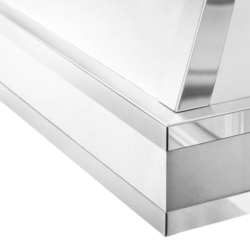 ZLINE Convertible Vent Wall Mount Range Hood in DuraSnow with Mirror Accents