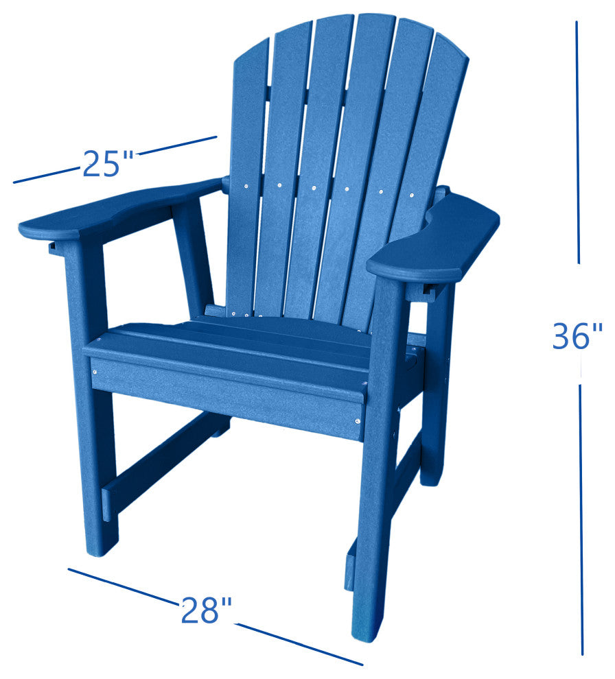 Phat Tommy Outdoor Dining Chair - Weatherproof Patio Seating, Poly Furniture, Blue