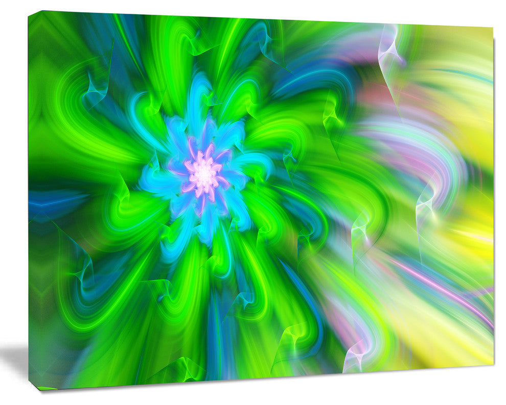 Dance of Green Flower Petals, Floral Canvas Art Print, 40"x30"
