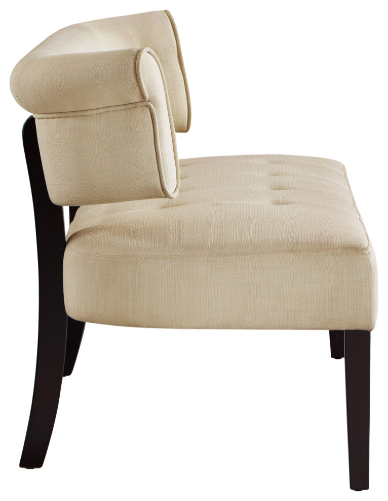 Inspired Home Elisabeth Bench Upholstered, Beige Linen