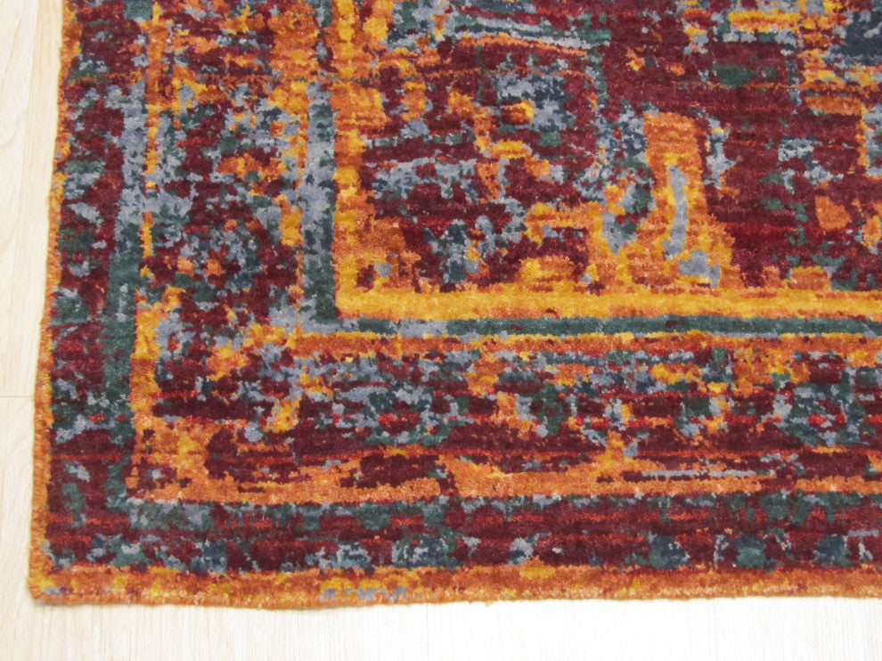 Blue Traditional Geometric Bohemian Serapi Area Rug