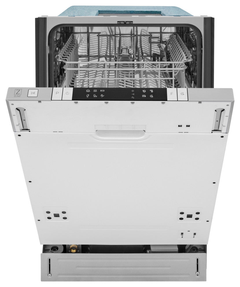 18" Compact Black Stainless Steel Dishwasher, Modern Handle