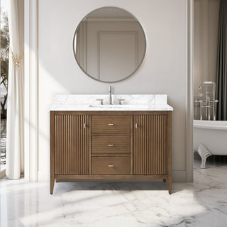 Vanity Art Freestanding Vanity, Walnut, 48", Single Sink, Brushed Nickel