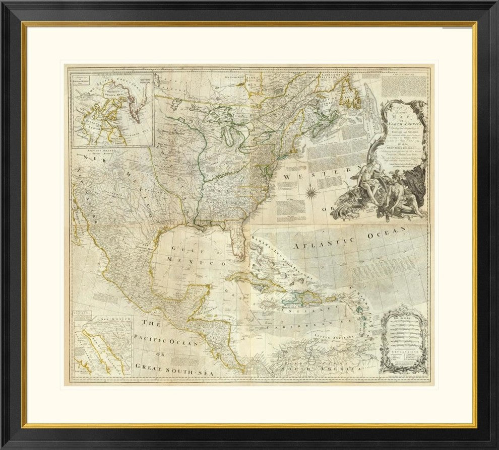 "Composite: North America, 1776" Framed Digital Print by Thomas Jefferys, 40x36"