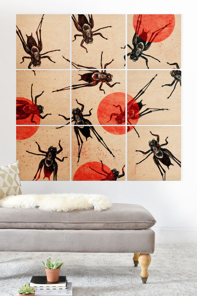Deny Designs Elisabeth Fredriksson Grasshoppers Wood Wall Mural, 3'x3'