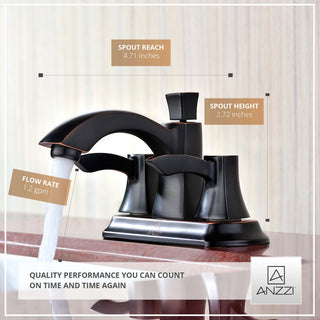 ANZZI Vista Series 4 in. Centerset 2-Handle Mid-Arc Bathroom Faucet, Oil Rubbed Bronze