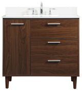 Home Living Modern Natural Oak-Light Bathroom Vanity, Walnut, 36"
