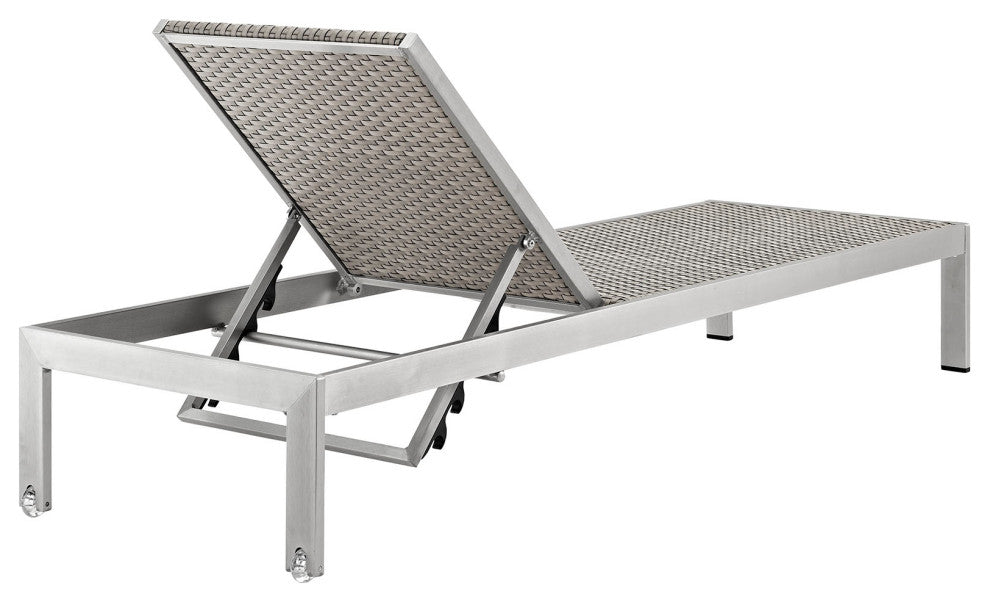 Shore Chaise Outdoor Patio Aluminum Set of 6 EEI-2479-SLV-GRY-SET