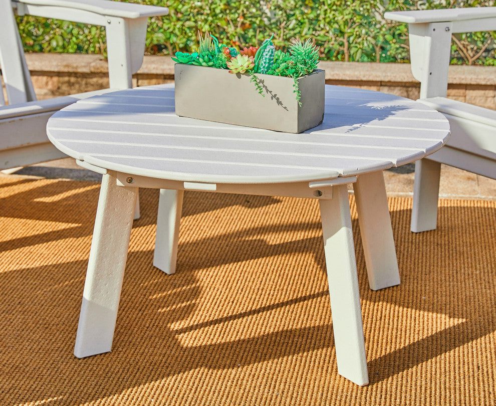 36"D Outdoor Patio HDPE Round Coffee Table, White