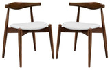 Modern Dark Walnut White Stalwart Dining Side Chairs Set of 2