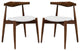 Modern Dark Walnut White Stalwart Dining Side Chairs Set of 2
