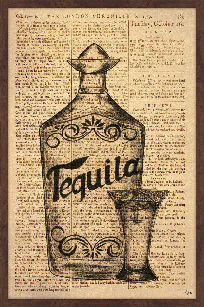 "Vintage Tequila" Framed Painting Print, 12"x18"