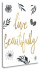 "Live Beautifully Bw" By Sara Zieve Miller, Giclee Print on Gallery Wrap Canvas