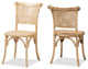 Miyoko Mid-Century 2-Piece Dining Chairs, Natural Brown