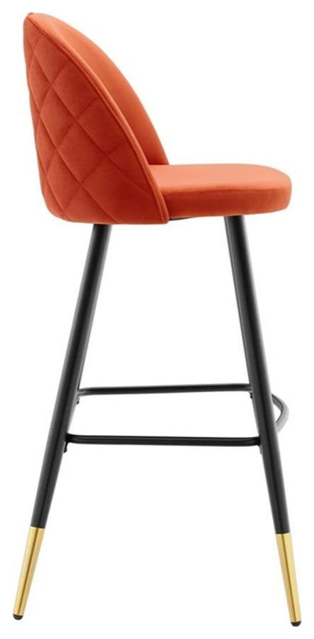 Cordial Performance Velvet Bar Stools - Set of 2-Orange