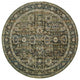 HomeRoots 7'' Round Green and Brown Distressed Floral Indoor Area Rug