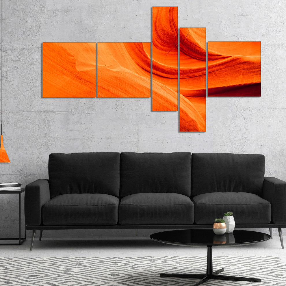 Orange Upper Antelope Canyon, Landscape Photo Canvas Print, 60"x32", 5 panels