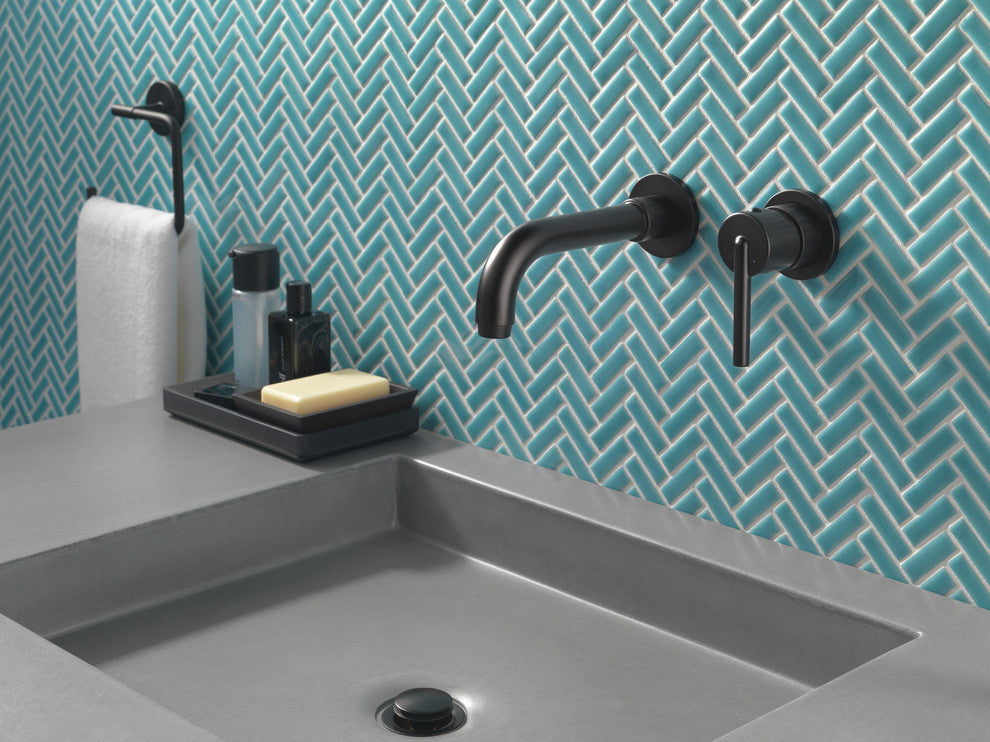 Delta Trinsic Single Handle Wall Mount Faucet Trim, Matte Black, T3559LF-BLWL