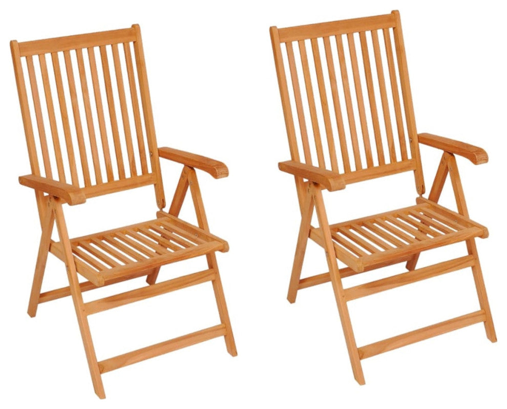 vidaXL Garden Chairs, Set of 2, With Red Cushions Solid Teak Wood