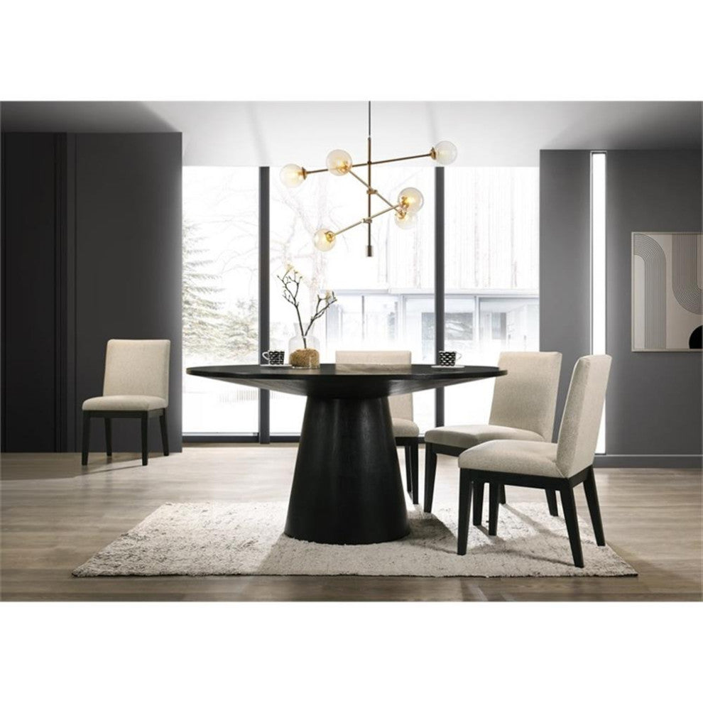 Terra Beige Linen Wood Side Chair (Set of 2)