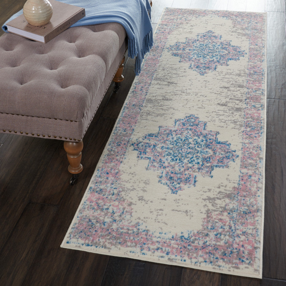 Nourison Grafix 2' x 6' Ivory Pink Vintage Indoor Rug