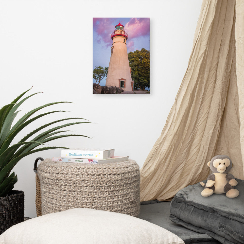 Marblehead Lighthouse at Sunset Coastal Landscape Canvas Prints, 12" X 16"