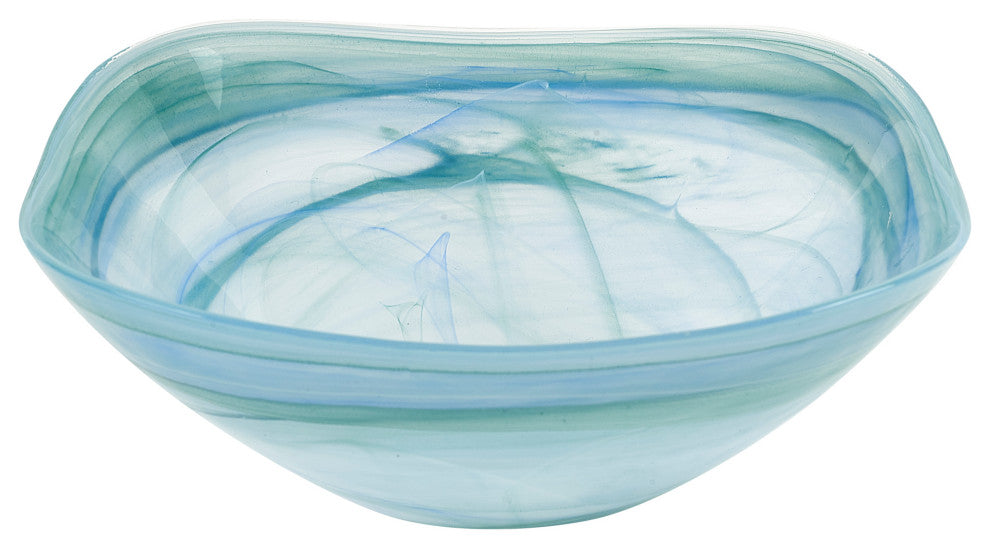 Badash P221 Blue Alabaster Glass Squarish Salad Candy Bowls