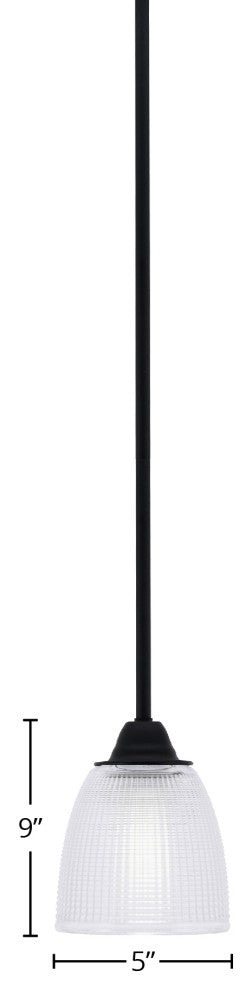 Paramount Mini Pendant, Matte Black, 5" Clear Ribbed Glass