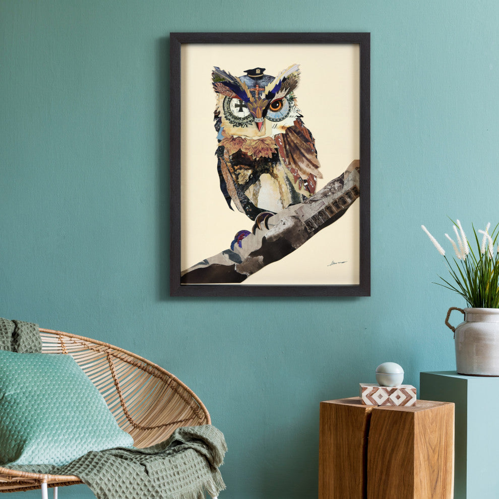 The Wisest Owl Dimensional Collage Wall Art Under Glass
