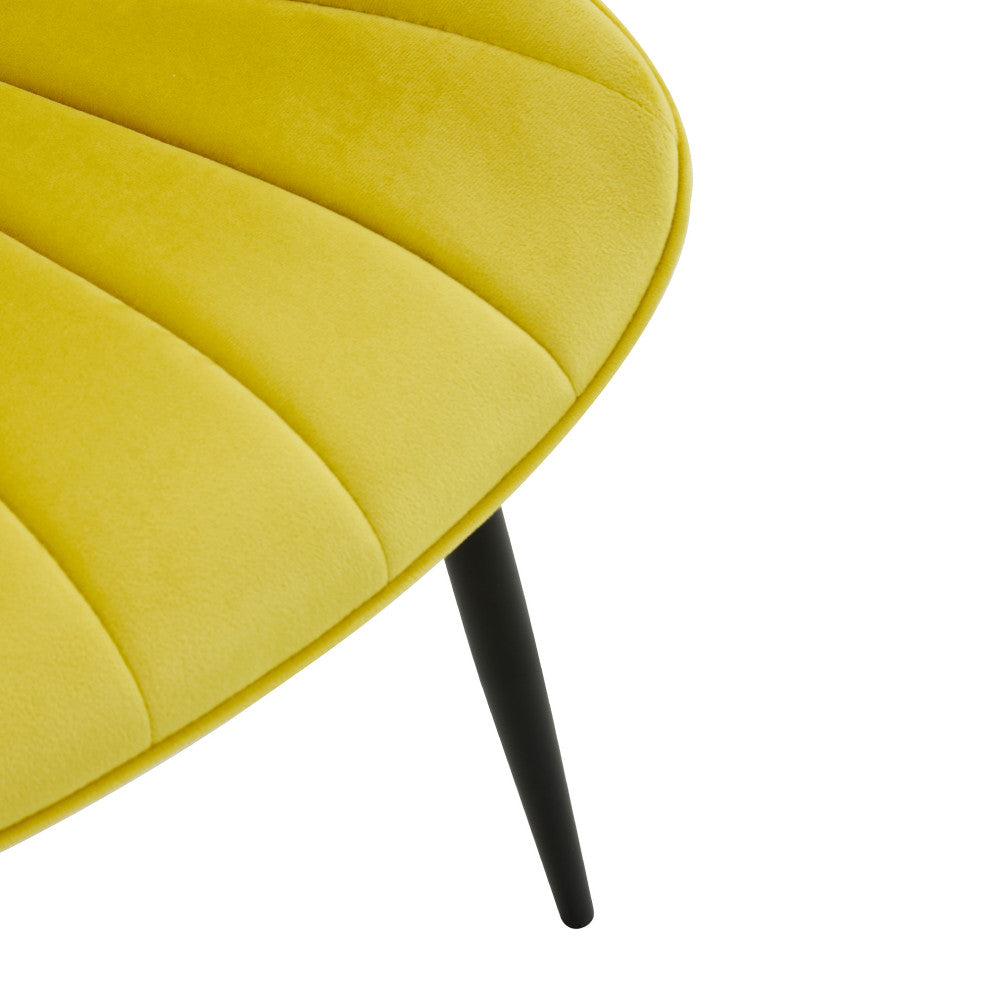 20 in.W Indoor Velvet 4 Dining Chairs with Cushions and Coated Legs, Yellow