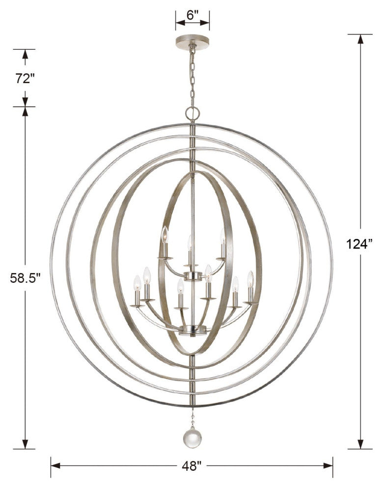 Crystorama Lighting Group 587 Luna 9 Light 48"W Taper Candle - English Bronze /