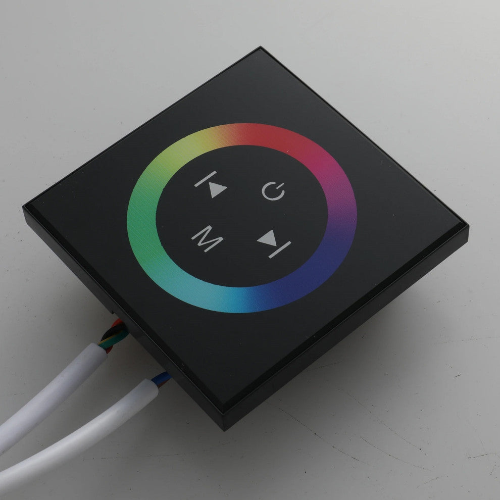 Touch Panel Controlled LED Shower System, Matte Black D - Touch Panel Light
