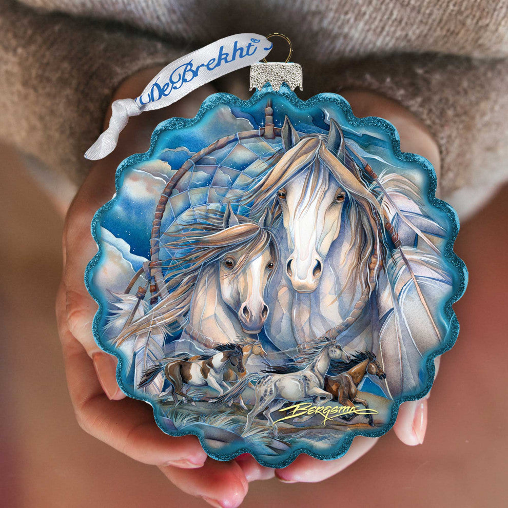 Mustangs Dream Catcher Journey Wreath Glass Ornament