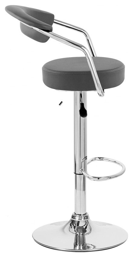 Set of 2 Zool Contemporary Adjustable Faux Leather Barstool - Black Licorice