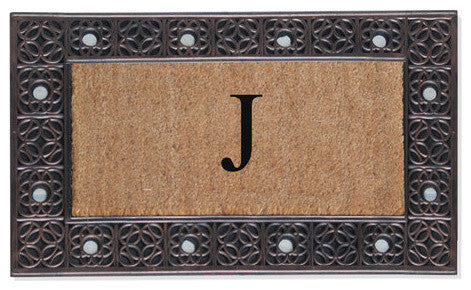 A1HC First Impression Rubber and Coir Decorative Tray Doormat 18"x30", J
