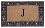 A1HC First Impression Rubber and Coir Decorative Tray Doormat 18"x30", J