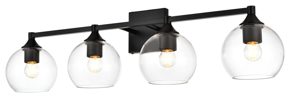 4 Light Black And Clear Bath Sconce