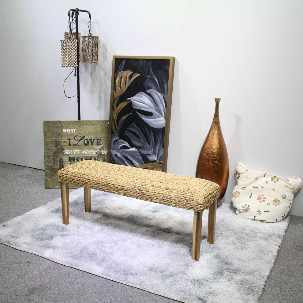 Chania Water Hyacinth Wood Bench