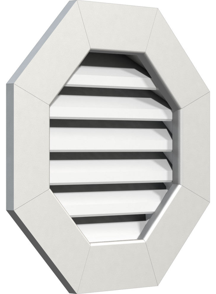 20"Wx20"H Octagonal Gable Vent PVC Gable Vent With 1"x4" Flat Trim Frame