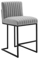 Indulge Channel Tufted Fabric Counter Stool, Light Gray