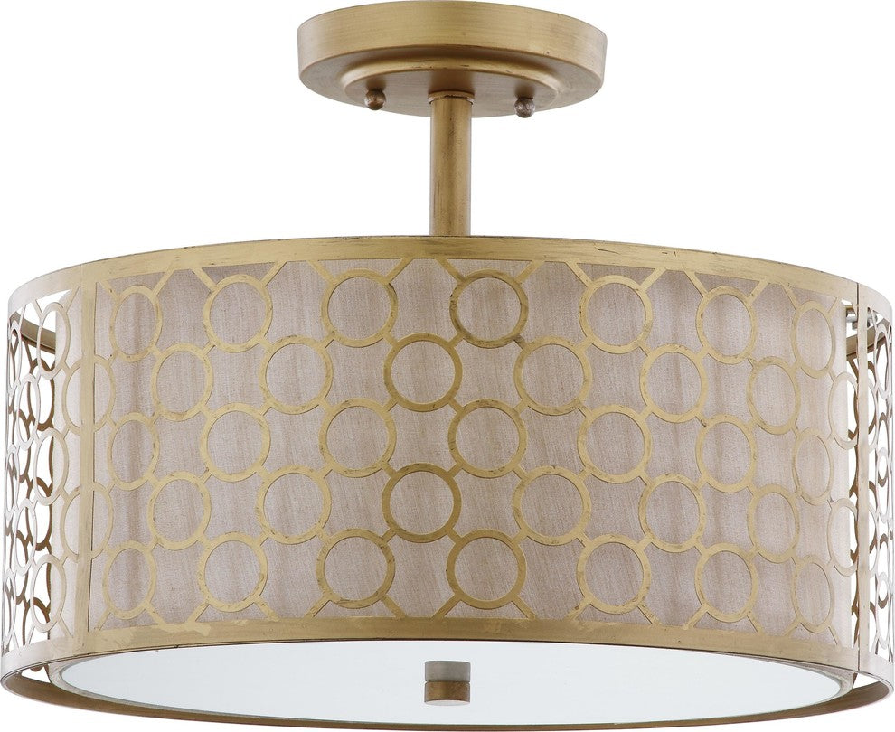 Safavieh Giotta 3-Light Antique Gold 16" Diameter Semi Flush