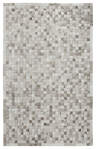 Cowhide Patchwork Rug, Hera, Platinum, 9'x12'